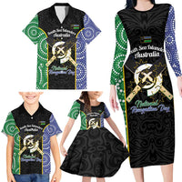 Personalised South Sea Islanders National Recognition Day Family Matching Long Sleeve Bodycon Dress and Hawaiian Shirt Australia Aboriginal Vanuatu Pig Tusk LT14 - Polynesian Pride
