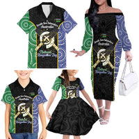 Personalised South Sea Islanders National Recognition Day Family Matching Off The Shoulder Long Sleeve Dress and Hawaiian Shirt Australia Aboriginal Vanuatu Pig Tusk LT14 - Polynesian Pride