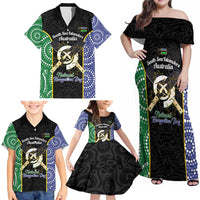 Personalised South Sea Islanders National Recognition Day Family Matching Off Shoulder Maxi Dress and Hawaiian Shirt Australia Aboriginal Vanuatu Pig Tusk LT14 - Polynesian Pride