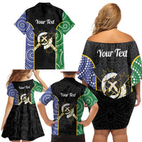 Personalised South Sea Islanders National Recognition Day Family Matching Off Shoulder Short Dress and Hawaiian Shirt Australia Aboriginal Vanuatu Pig Tusk LT14 - Polynesian Pride