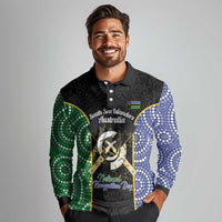 Personalised South Sea Islanders National Recognition Day Long Sleeve Polo Shirt Australia Aboriginal Vanuatu Pig Tusk LT14 - Polynesian Pride