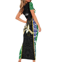 Personalised South Sea Islanders National Recognition Day Short Sleeve Bodycon Dress Australia Aboriginal Vanuatu Pig Tusk LT14 - Polynesian Pride
