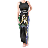 Personalised South Sea Islanders National Recognition Day Tank Maxi Dress Australia Aboriginal Vanuatu Pig Tusk LT14 Women Black - Polynesian Pride