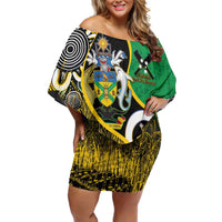 Australian South Sea Islanders National Recognition Day Off Shoulder Short Dress Solomon Islands And Vanuatu Culture LT14 Women Black - Polynesian Pride