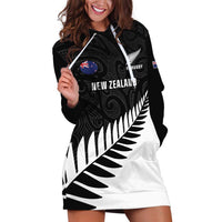New Zealand Silver Fern Rugby Hoodie Dress All Black Go Champions Maori Pattern LT14 Black - Polynesian Pride