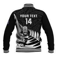 Personalised New Zealand Silver Fern Rugby Baseball Jacket All Black Go Champions Maori Pattern LT14