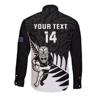 Personalised New Zealand Silver Fern Rugby Long Sleeve Button Shirt All Black Go Champions Maori Pattern LT14 - Polynesian Pride