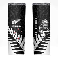 New Zealand Silver Fern Rugby Skinny Tumbler All Black Go Champions Maori Pattern LT14 Black - Polynesian Pride