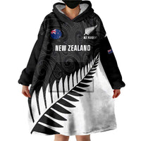 Personalised New Zealand Silver Fern Rugby Wearable Blanket Hoodie All Black Go Champions Maori Pattern LT14 - Polynesian Pride
