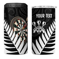 Personalised New Zealand Darts 4 in 1 Can Cooler Tumbler Silver Fern Aotearoa Maori Pattern LT14 One Size: 16 oz Black - Polynesian Pride