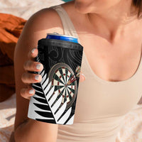 Personalised New Zealand Darts 4 in 1 Can Cooler Tumbler Silver Fern Aotearoa Maori Pattern LT14 - Polynesian Pride