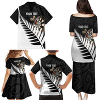 Personalised New Zealand Darts Family Matching Puletasi and Hawaiian Shirt Silver Fern Aotearoa Maori Pattern LT14 - Polynesian Pride