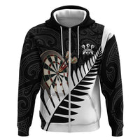 Personalised New Zealand Darts Hoodie Silver Fern Aotearoa Maori Pattern - Polynesian Pride
