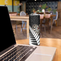 Personalised New Zealand Darts Skinny Tumbler Silver Fern Aotearoa Maori Pattern LT14 - Polynesian Pride