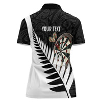 Personalised New Zealand Darts Women Polo Shirt Silver Fern Aotearoa Maori Pattern LT14 - Polynesian Pride