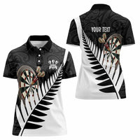 Personalised New Zealand Darts Women Polo Shirt Silver Fern Aotearoa Maori Pattern LT14 - Polynesian Pride