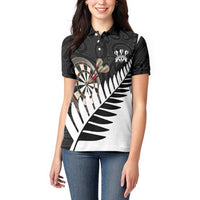 Personalised New Zealand Darts Women Polo Shirt Silver Fern Aotearoa Maori Pattern LT14 - Polynesian Pride