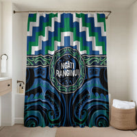 Aotearoa Ngati Ranginui Bathroom Set Maori Iwi Poutama Puhoro Tattoo LT14 Shower Curtain Only Green - Polynesian Pride