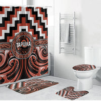 Aotearoa Tapuika Bathroom Set Maori Iwi Poutama Puhoro Tattoo LT14 Bathroom Set (4 pcs) Red - Polynesian Pride