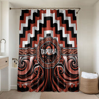 Aotearoa Tapuika Bathroom Set Maori Iwi Poutama Puhoro Tattoo LT14 Shower Curtain Only Red - Polynesian Pride