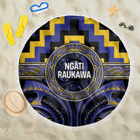 Aotearoa Ngati Raukawa Beach Blanket Maori Iwi Poutama Puhoro Tattoo LT14 One Size 150cm Blue - Polynesian Pride