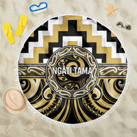 Aotearoa Ngati Tama Beach Blanket Maori Iwi Poutama Puhoro Tattoo LT14 One Size 150cm Yellow - Polynesian Pride