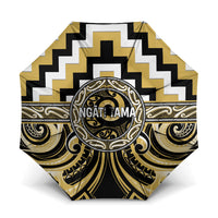Aotearoa Ngati Tama Umbrella Maori Iwi Poutama Puhoro Tattoo LT14 One Size Folded 11.42 inch Opened Diameter 37.4 inch Yellow - Polynesian Pride