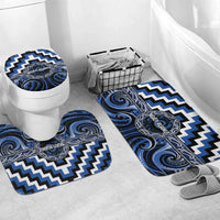 Aotearoa Ngati Ruanui Bathroom Set Maori Iwi Poutama Puhoro Tattoo LT14 Mat Set Only (3 pcs) One Size Blue - Polynesian Pride