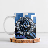 Aotearoa Ngaruahine Personalised Ceramic Mug Maori Iwi Poutama Puhoro Tattoo LT14 Blue - Polynesian Pride