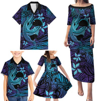 Nukuoro Atoll Family Matching Puletasi and Hawaiian Shirt Polynesian Shark Tattoo Purple Gradient Vibes LT14 - Polynesian Pride