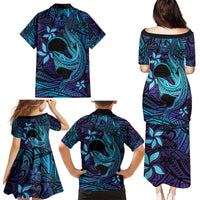 Nukuoro Atoll Family Matching Puletasi and Hawaiian Shirt Polynesian Shark Tattoo Purple Gradient Vibes LT14 - Polynesian Pride