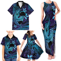 Nukuoro Atoll Family Matching Tank Maxi Dress and Hawaiian Shirt Polynesian Shark Tattoo Purple Gradient Vibes LT14 - Polynesian Pride