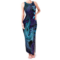 Nukuoro Atoll Family Matching Tank Maxi Dress and Hawaiian Shirt Polynesian Shark Tattoo Purple Gradient Vibes LT14 Mom's Dress Purple - Polynesian Pride