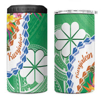 Marshall Islands Kwajalein Atoll 4 in 1 Can Cooler Tumbler Curves Polynesian Mix Tropical Flowers LT14 One Size: 16 oz Green - Polynesian Pride