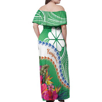 Marshall Islands Kwajalein Atoll Family Matching Off Shoulder Maxi Dress and Hawaiian Shirt Curves Polynesian Mix Tropical Flowers LT14 - Polynesian Pride