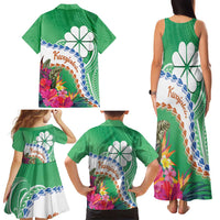 Marshall Islands Kwajalein Atoll Family Matching Tank Maxi Dress and Hawaiian Shirt Curves Polynesian Mix Tropical Flowers LT14 - Polynesian Pride