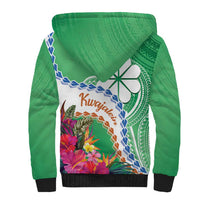 Marshall Islands Kwajalein Atoll Sherpa Hoodie Curves Polynesian Mix Tropical Flowers LT14 - Polynesian Pride
