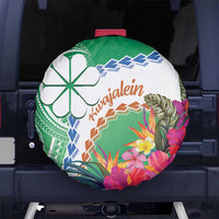 Marshall Islands Kwajalein Atoll Spare Tire Cover Curves Polynesian Mix Tropical Flowers LT14 - Polynesian Pride