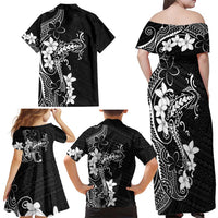 Black Hawaii Family Matching Off Shoulder Maxi Dress and Hawaiian Shirt Hammerhead Shark Tattoo Curve Polynesian LT14 - Polynesian Pride