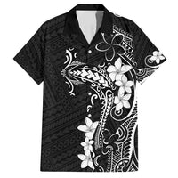 Black Hawaii Family Matching Puletasi and Hawaiian Shirt Hammerhead Shark Tattoo Curve Polynesian LT14 Dad's Shirt - Short Sleeve Black - Polynesian Pride