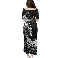 Black Hawaii Family Matching Puletasi and Hawaiian Shirt Hammerhead Shark Tattoo Curve Polynesian LT14 - Polynesian Pride