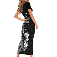 Black Hawaii Family Matching Short Sleeve Bodycon Dress and Hawaiian Shirt Hammerhead Shark Tattoo Curve Polynesian LT14 - Polynesian Pride