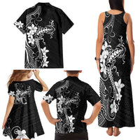 Black Hawaii Family Matching Tank Maxi Dress and Hawaiian Shirt Hammerhead Shark Tattoo Curve Polynesian LT14 - Polynesian Pride