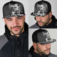 Black Hawaii Mesh Trucker Cap Hammerhead Shark Tattoo Curve Polynesian - Polynesian Pride