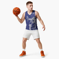 Blue Hawaii Basketball Jersey Hammerhead Shark Tattoo Curve Polynesian - Polynesian Pride