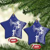 Blue Hawaii Ceramic Ornament Hammerhead Shark Tattoo Curve Polynesian - Polynesian Pride