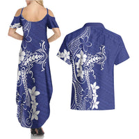 Blue Hawaii Couples Matching Summer Maxi Dress and Hawaiian Shirt Hammerhead Shark Tattoo Curve Polynesian LT14 - Polynesian Pride