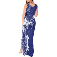 Blue Hawaii Tank Maxi Dress Hammerhead Shark Tattoo Curve Polynesian - Polynesian Pride