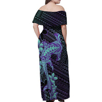 Purple Paradise Hawaii Family Matching Off Shoulder Maxi Dress and Hawaiian Shirt Hammerhead Shark Tattoo Curve Polynesian LT14 - Polynesian Pride