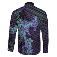 Purple Paradise Hawaii Family Matching Short Sleeve Bodycon Dress and Hawaiian Shirt Hammerhead Shark Tattoo Curve Polynesian LT14 - Polynesian Pride